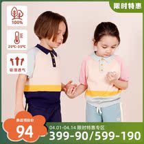 mibi childrens T-shirt spring summer new girl compassionate boy turning POLO short sleeve baby blouse collage