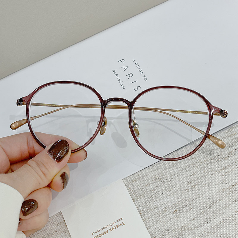 Korea imported pure titanium ultra-light myopia glasses can be matched with vintage male transparency and degree optical eye circle frame