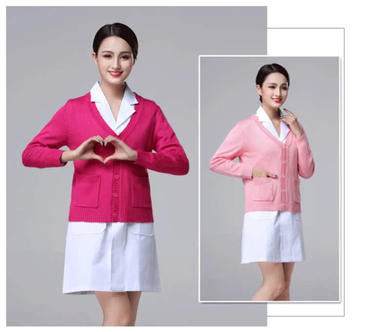 Áo len nữ y tá Áo khoác nữ cộng với nhung mùa đông xanh hoang dã mặc ngoài áo len dệt kim Nightingale - Bộ đồ những kiểu đồ bộ may đẹp