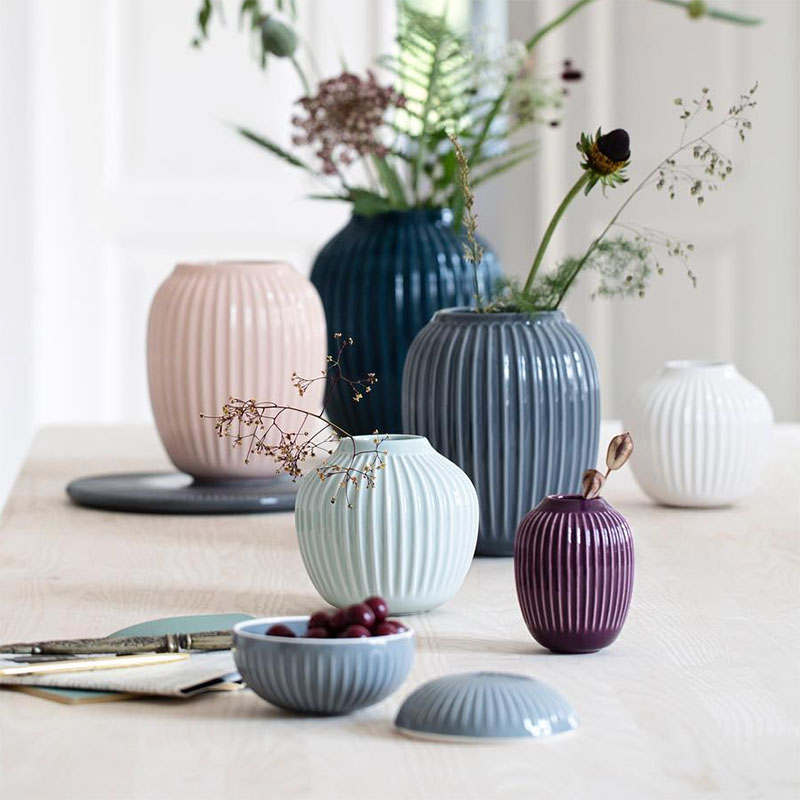 Danish Kahler Nordic handmade ceramic vase ornament simple floral decoration soft decoration design flower arranger living room