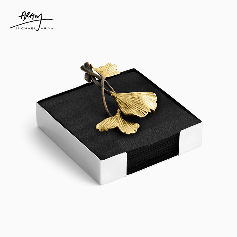 American import Michael Aram creative stainless steel square napkin holder light luxury tissue box desktop paper holder