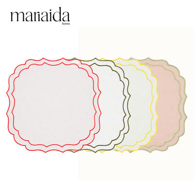 Portuguese Mariaida cotton and linen placemats, napkins, coasters, pearl Western placemats, stain-resistant, heat-insulating, color-blocking and versatile