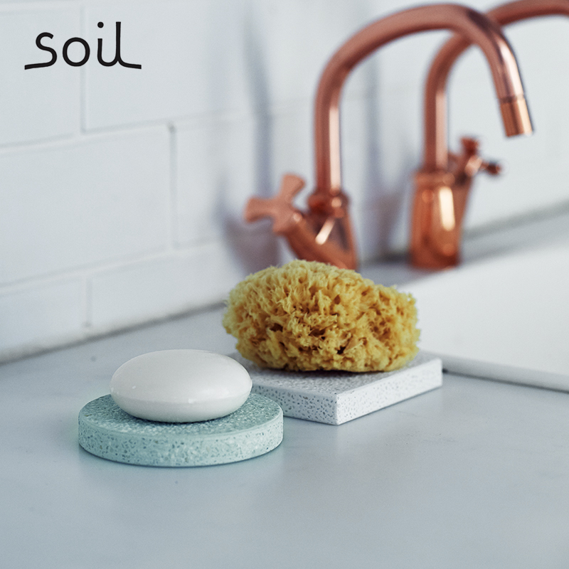 Japan imported Soil natural diatomite soap pad soap tray water-absorbing quick-drying dressing room washbasin wash pad small