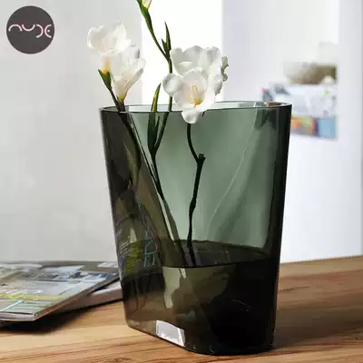 Minimalist light luxury Nude creative Nordic transparent crystal glass vase decoration Living room flower arrangement Rich bamboo large