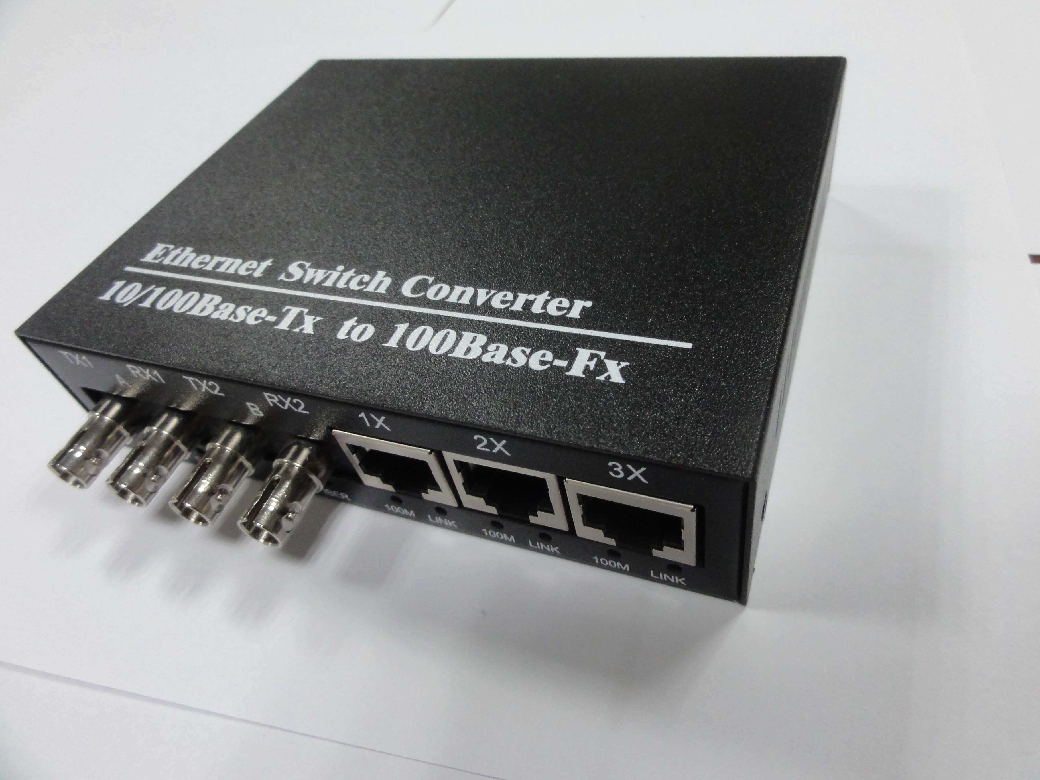 Ring Network 2 optical 3 electrical fiber transceiver dual optical Port Switch 100 megabit multimode dual fiber 3 network ST optical transceiver
