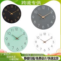Creative clocks Nordic wall clock living room modern simple home silent atmospheric wooden fashion clock wall watch light luxury
