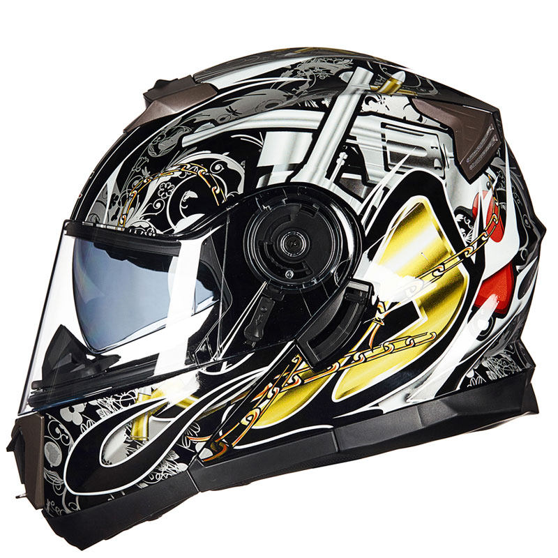 GXT Locomotive Safety Helmet Male double lenses Unveiled Visor Summer Sun Protection Personality Cool Bluetooth Locomotive Full Armor All Season