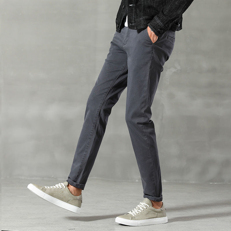 IT ins casual pants men's summer thin section loose straight leg pants trend Korean version all-match elastic solid color trousers