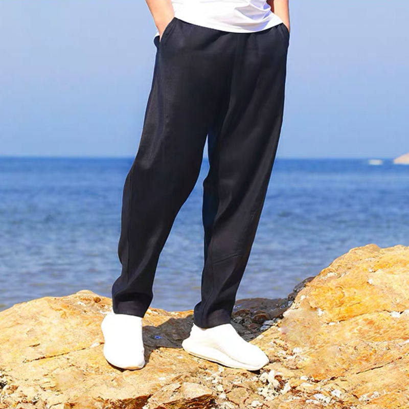 IT ins casual pants men's fashion brand large size loose harem pants sports hip-hop feet solid color stitching drawstring sweatpants