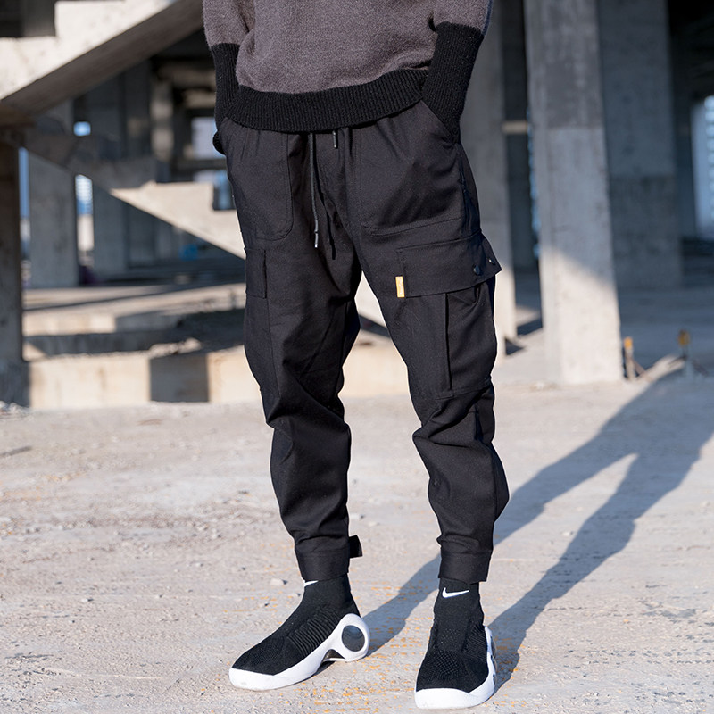 IT in Workplace Pants men tide Yu Wenle elastic relaxed hip - hop small foot casual pants large number Harlen beam foot pants