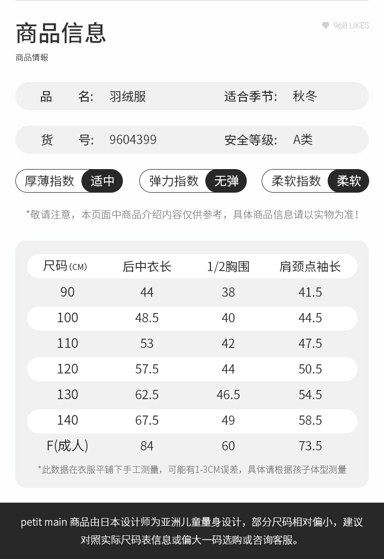 日本人气品牌 petitmain 儿童鹅绒连帽羽绒服 图2