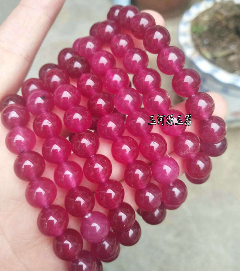 Loss to dump natural Thai red jade 8 - 10mm bracelet jade ball ball female gem - grade string popular jewelry