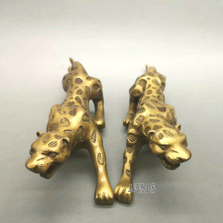 Pure copper leopard ornaments retro leopard cheetah leopard brass ornaments office car town house craft gift ornaments