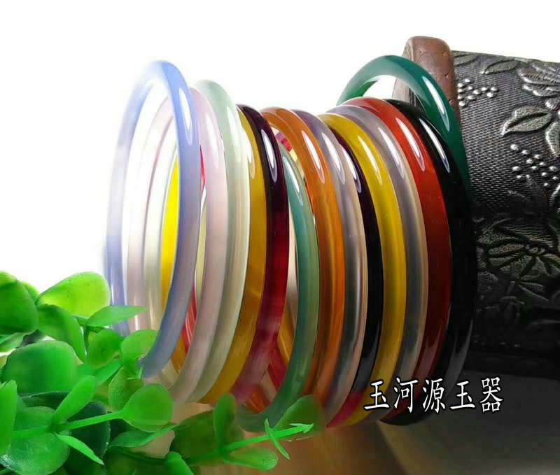 Natural White Green Red Jade Medullary Slim Narrow Strip Bracelet Adobe Seven Colorful Bites Bracelet Agate Wire Jade Bracelet Subhand Ring Woman