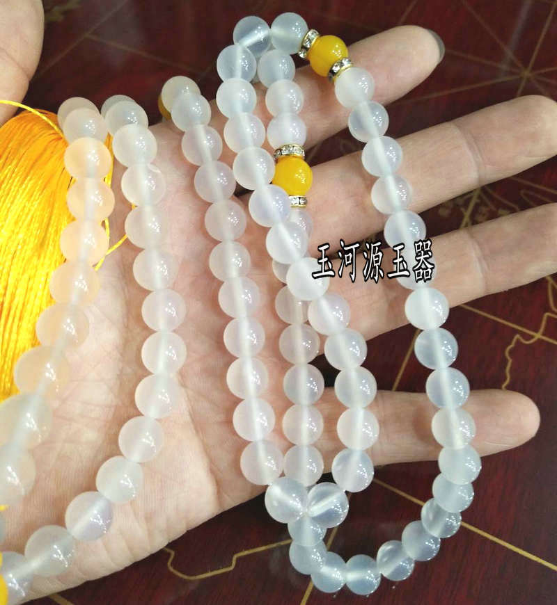 Fidelity Natural White Manau Multi-circle Handmade 108 Ice Seeds Hand Strings of Buddha Everest Beads Candida Yellow Jade Medullary
