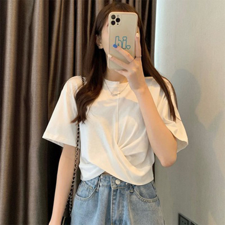 Tops to Pair with High-Waisted Denim Wide-Leg Pants and Cargo Pants ins Stylish Short Crop Top T-Shirt for Girls