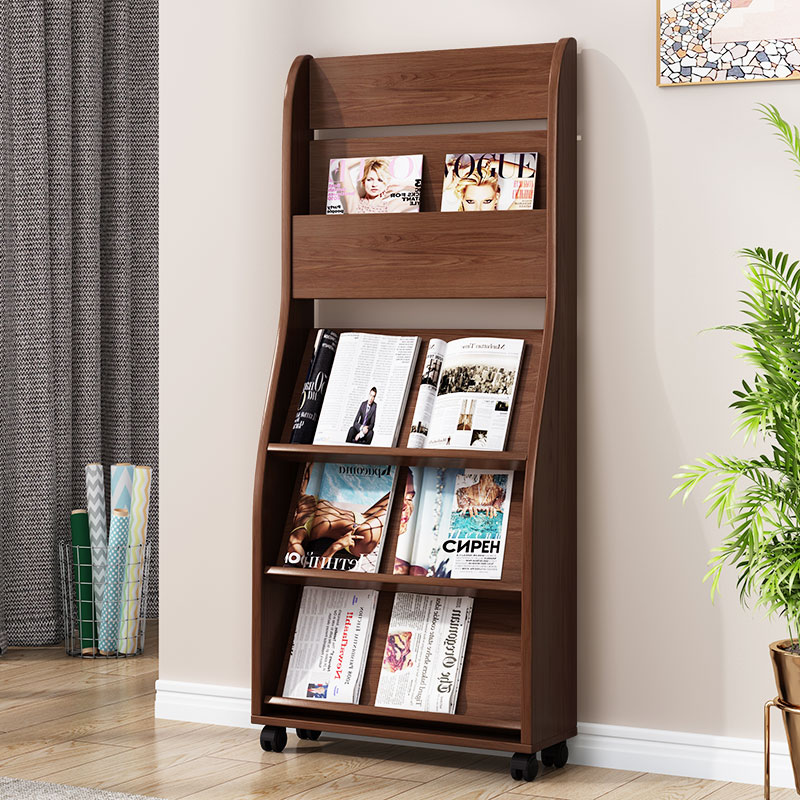 Magazine rack promotional materials rack single-page display rack wooden periodicals book racks storage floor newspaper racks