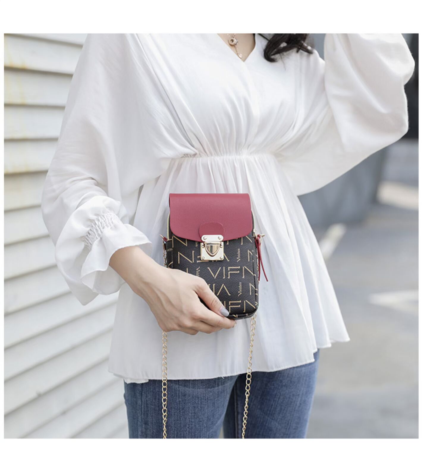 Túi xách điện thoại di động nữ mùa hè thời trang túi đeo vai nữ 2019 new girl hoang dã chuỗi Messenger túi thủy triều - Túi điện thoại túi đựng điện thoại chống nước