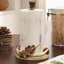 American retro creative resin tissue holder roll tissue towel tube decorative drawing rack cling film long barrel rack Desktop Storage