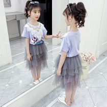 Daughter child suit summer 2020 new Korean version of foreign style Net Red children fashionable shirt skirt trend still