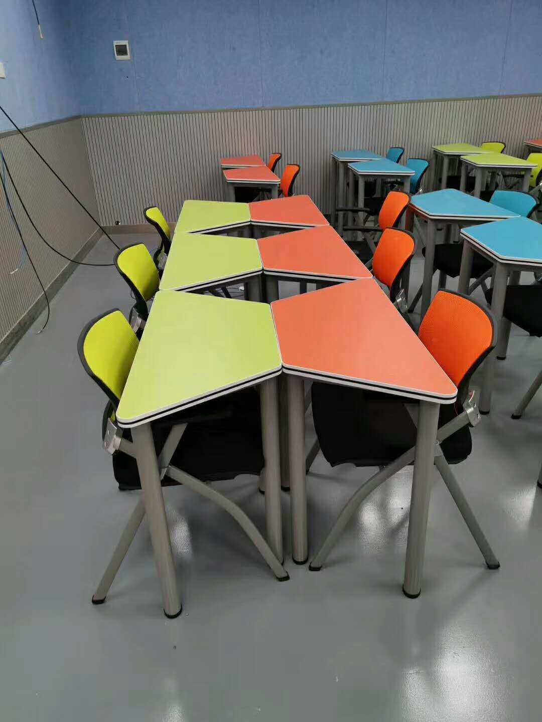 Art Training Table Trapezoidal Toddler Learning Double Class Table And Chairs Kindergarten One-on-one Educational Table Tutoring Class Table And Chairs