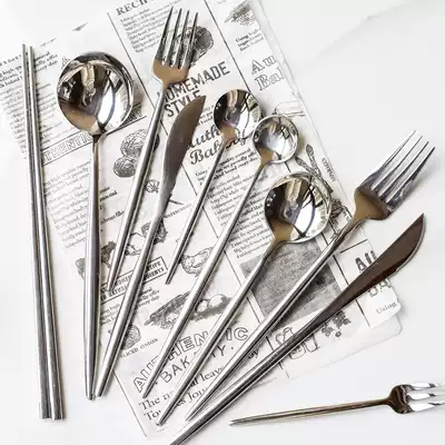 European-style mirror steak knife and fork set Household Western tableware 304 stainless steel net red knife, fork and spoon three or four-piece set
