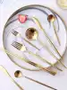Gold stainless steel knife and fork set Western steak knife and fork household net red fork spoon chopsticks tableware three-piece set