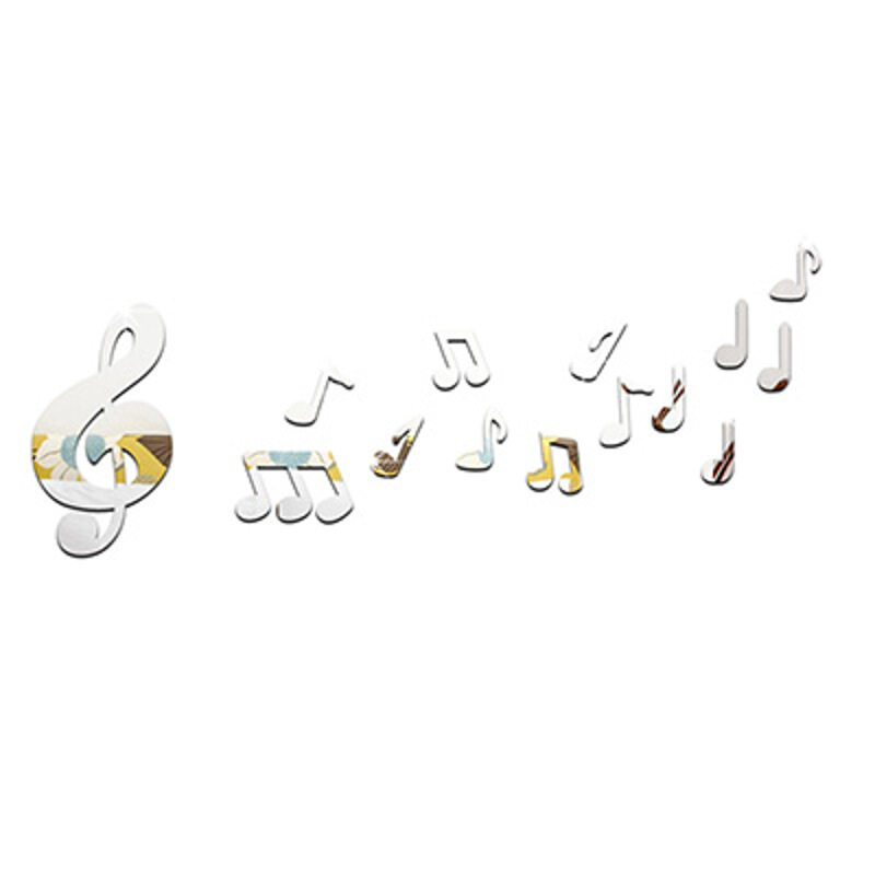 Music symbol 3d Solid acrylic mirror face wall sticker Kindergarten bedroom dance room Children's room note decoration