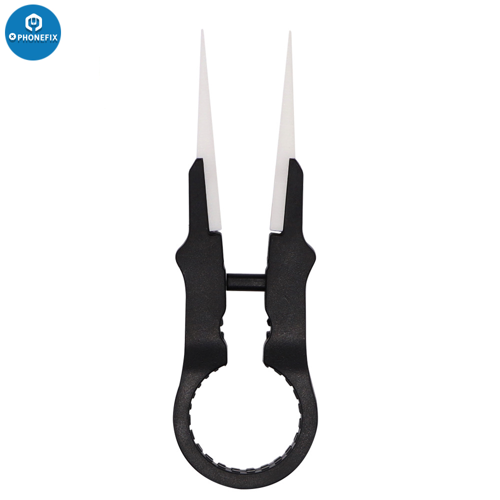 Multi-function ceramic tweezers anti-static high-temperature mobile phone fingerprint fly line tweezers black tip round tweezers