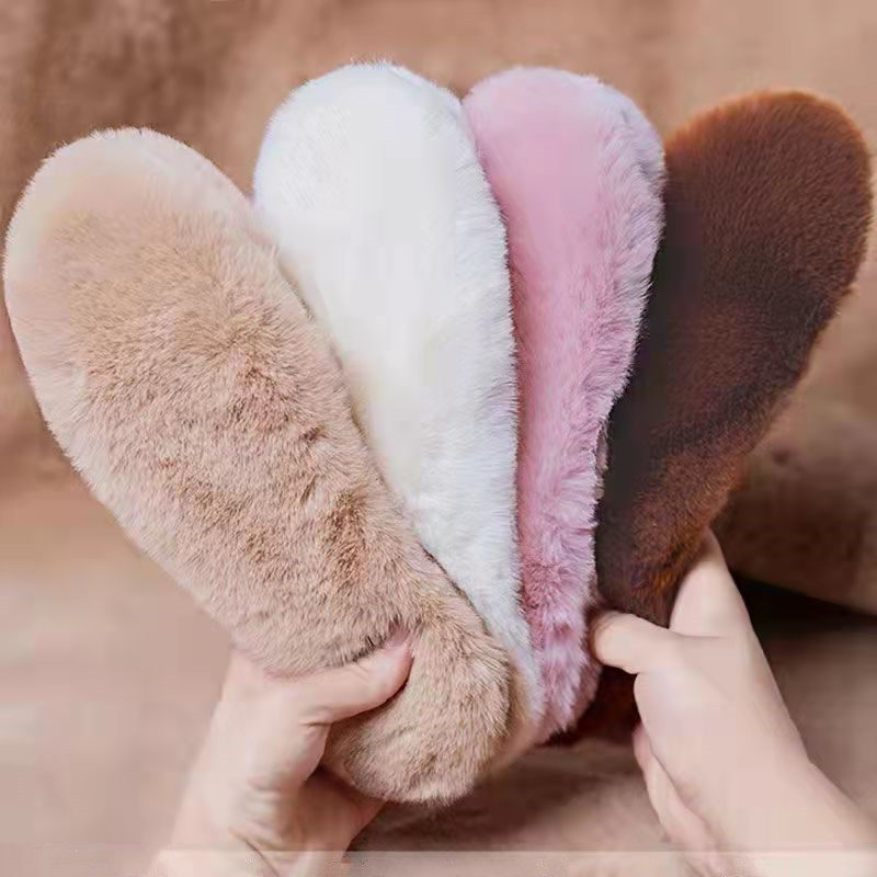 Imitation rabbit fur insole winter new plus velvet thickened fur integrated wool insole breathable and sweat-absorbing super soft cold-proof