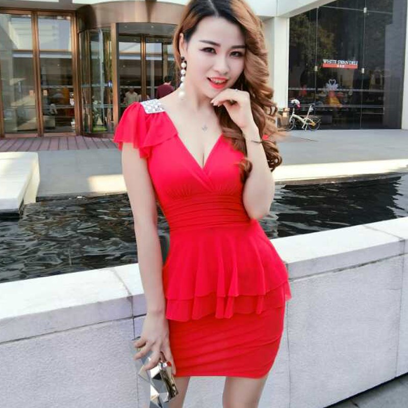 2020 sexy bọc bỏ lỡ hông váy đêm cảnh tắm hơi hộp đêm móng chân quần áo làm việc kỹ thuật viên phụ nữ mới thấp ngực