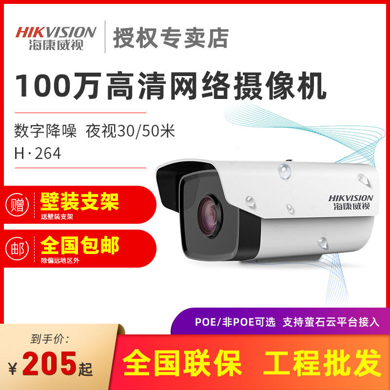 Hikvision surveillance camera lens 100 2 million network HD waterproof camera DS-2CD1221D-I3