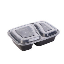 High-end disposable packaging box black double-compartment 37-point rectangular 6828 crisper box (150 pieces) 22*15 4