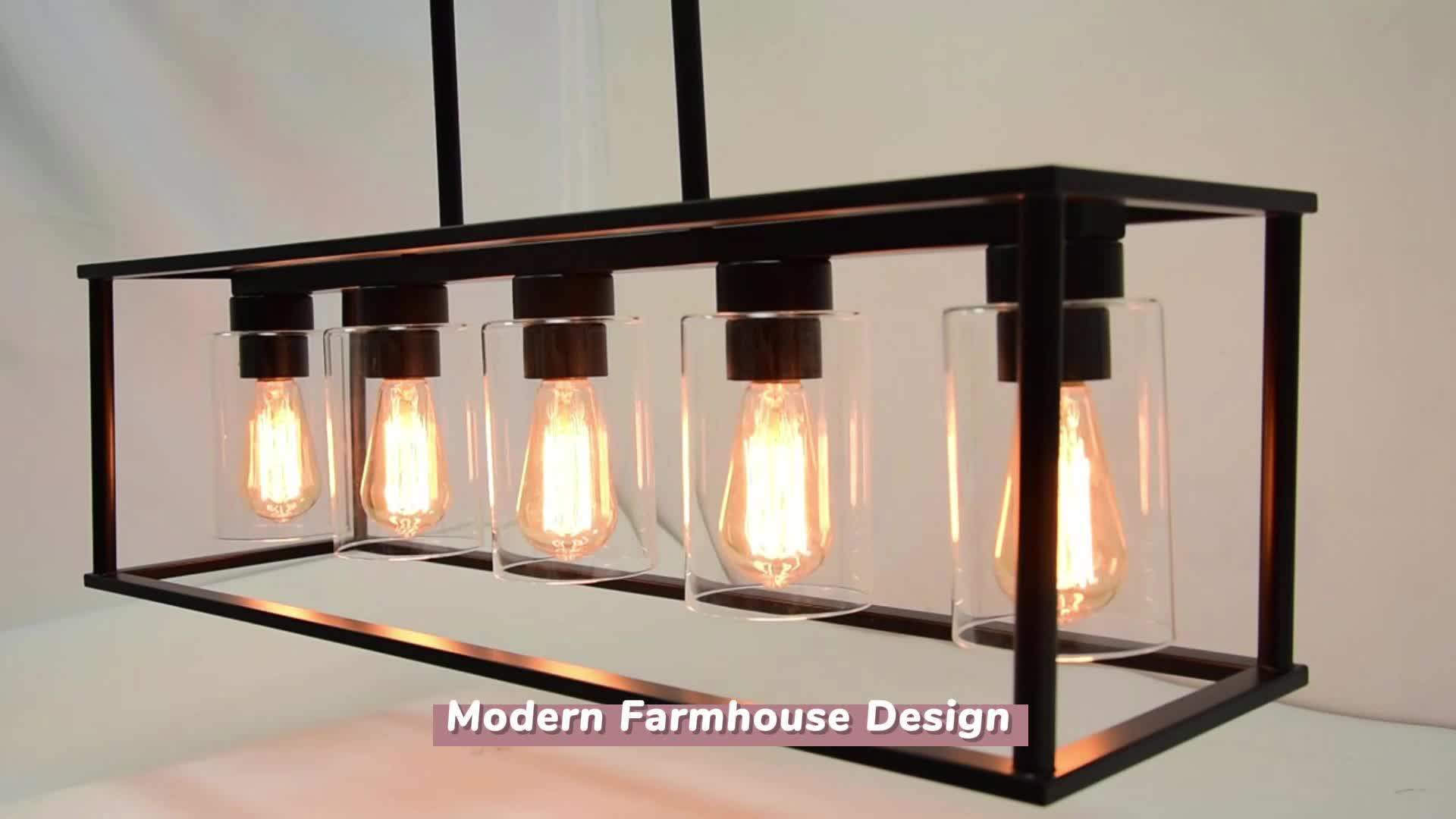 Hanging Dining Room Light,Black Iron Baking Lacquer Farmhouse