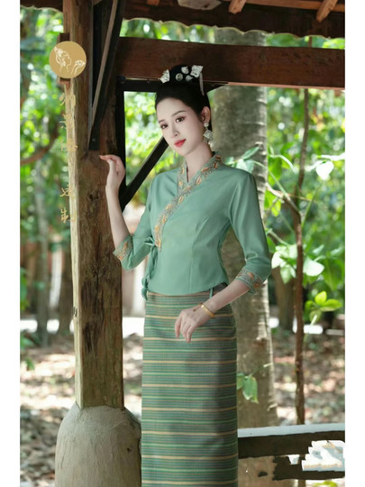 New Xishuangbanna Dai Ethnic Clothing Women's Long Skirt Work Clothes Traditional Dai Skirt Daily Wear Thai Style