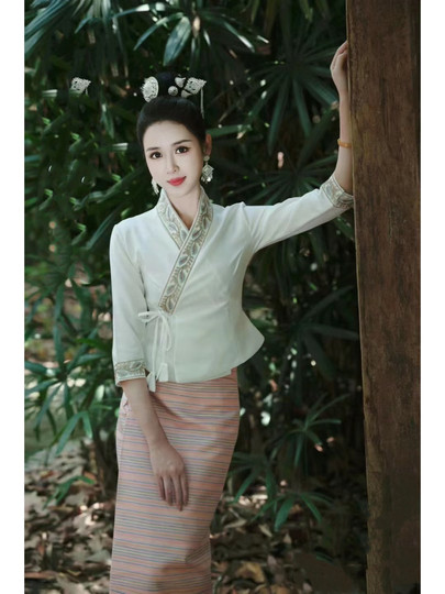 New Xishuangbanna Dai Ethnic Clothing Women's Long Skirt Work Clothes Traditional Dai Skirt Daily Wear Thai Style