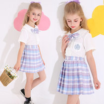 Girls jk set uniform college style school uniform 2021 new summer thin shirt pleated skirt short sleeve childrens clothing Korean version