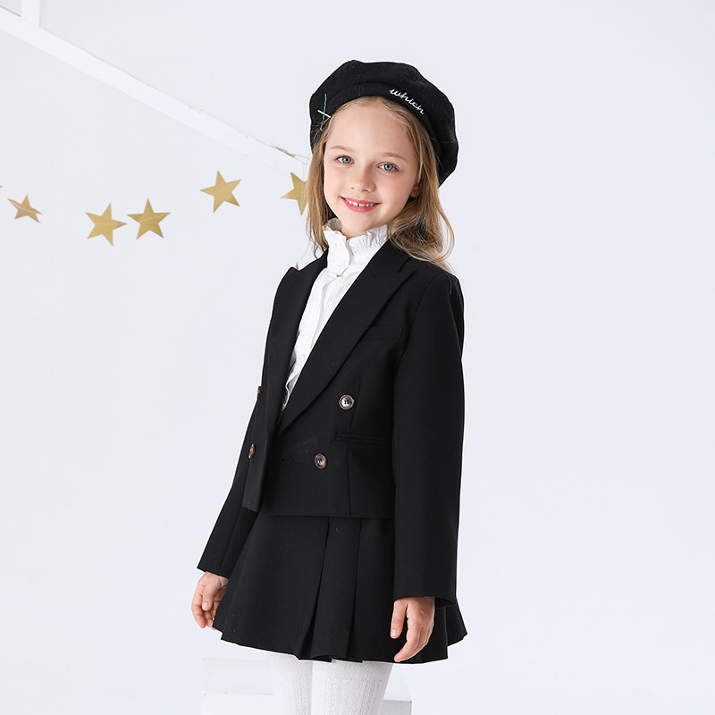 Children's suit suit girl Korean pleated skirt middle-aged children's small suit jacket English style catwalk dress