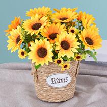 Sunflower Emulation Flower Arrangement Bouquet Fake Flowers Furnishing Living-room TV Cabinet Fridge Swing decorative tea Silk Flower Art supplies