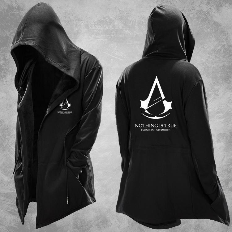 Assassin's Creed Large Hooded Cloak Dark Style Trench Coat Wizard Cape Outerwear Dark Hoodie Sweatshirt Thin