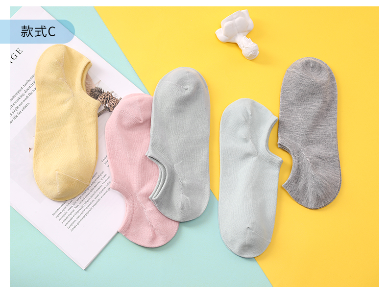 Vớ nữ vớ nông mùa hè cotton mỏng phần silicon chống trượt vô hình vớ thuyền dễ thương Nhật Bản thấp để giúp vớ cotton - Vớ bông tất cổ cao