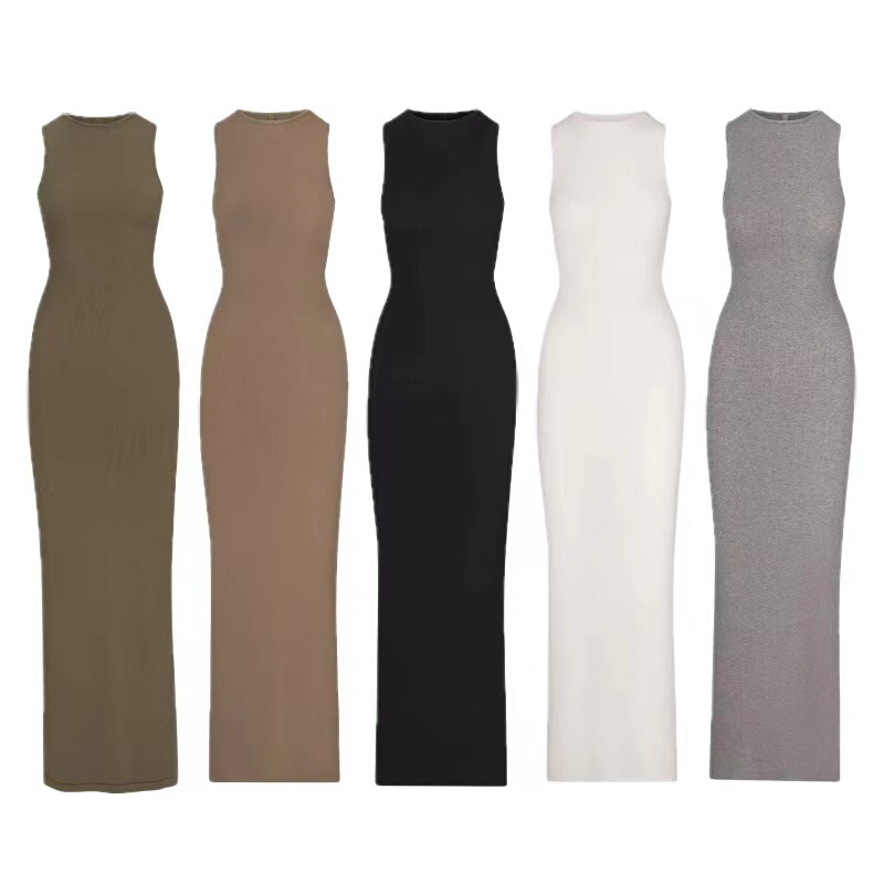 Kylie Jenner Style Kardashian Skims Sleeveless Tank Dress French Slim-Fit Bodycon Slip Dress Long Dress Kylie Jenner Style Kardashian Skims Sleeveless Tank Dress French Slim-Fit Bodycon Slip Dress Long Dress