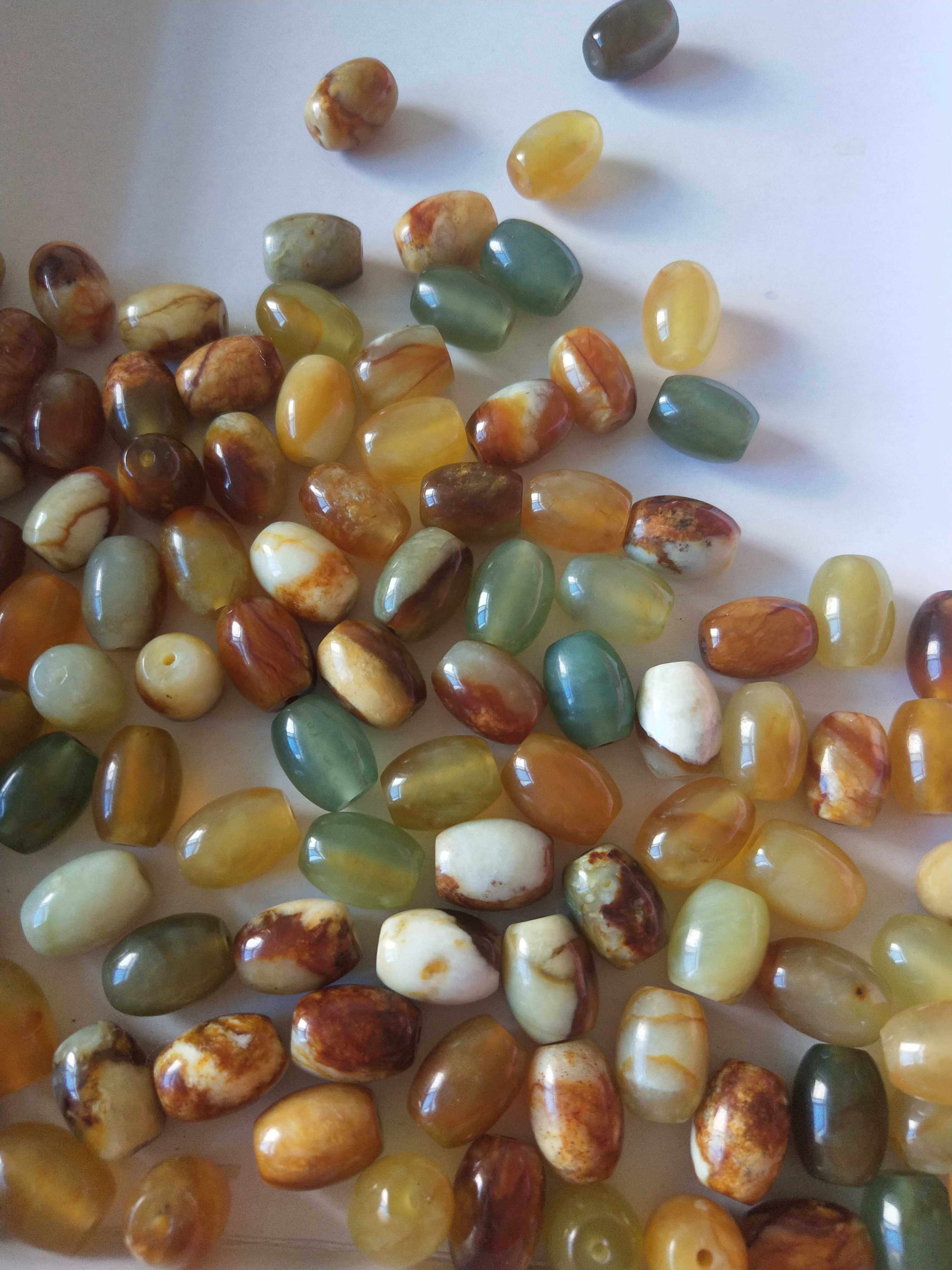 Hongyu Source A goods flower jade loose pearl stone jade barrel bead specifications Long 14mm Width 11mm Handmade phase chain Pearl