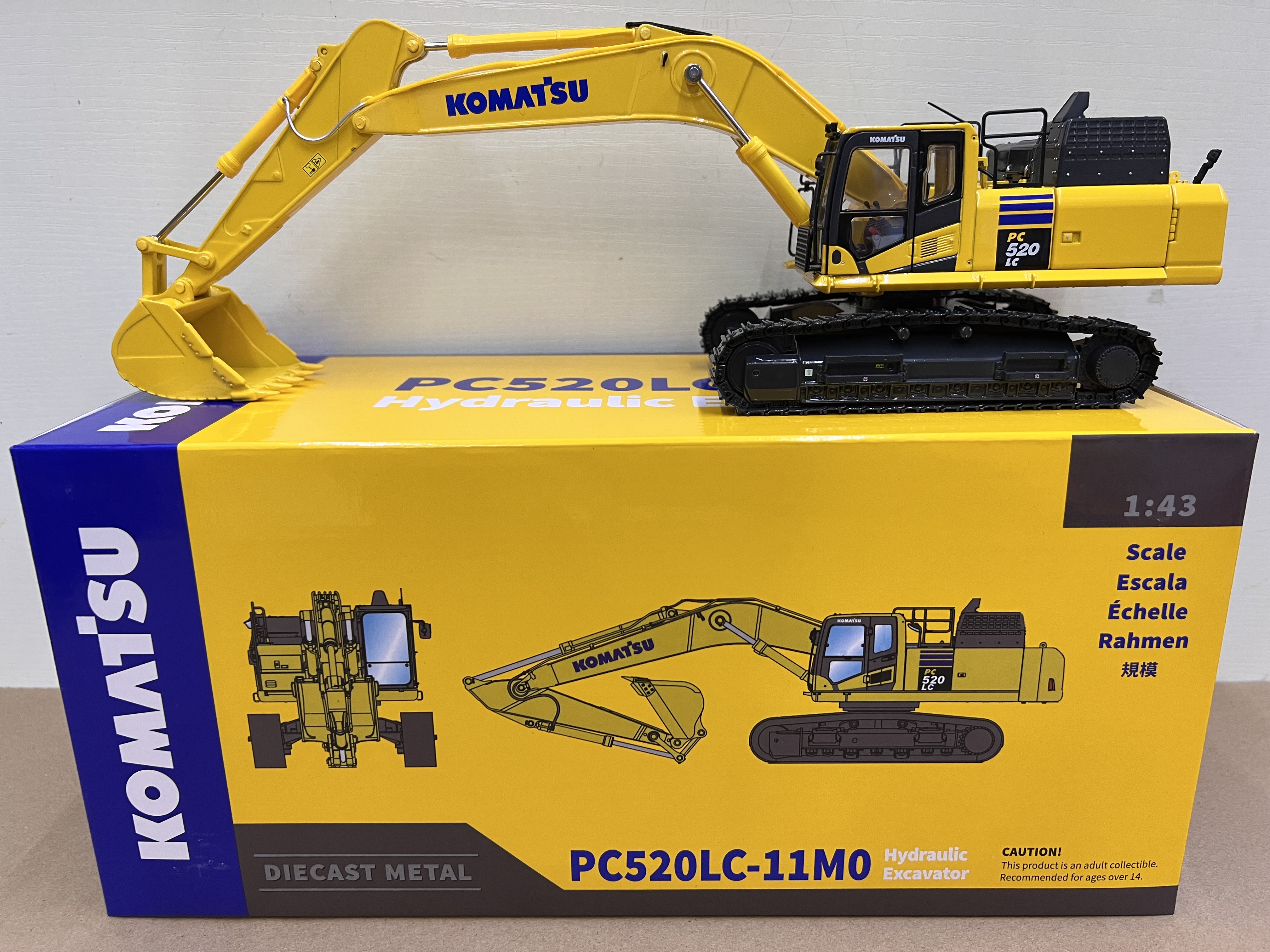 ミニカー 1/43 コマツ KOMATSU PC520LC-11M0 建機 1:43 Scale Komatsu PC520LC-11M0 Hydraulic Excavator Alloy