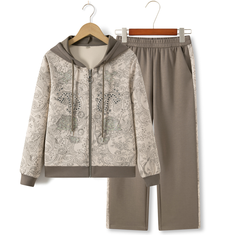 Mom's Spring Sportswear Set 2026 New Stylish Middle-Aged and Elderly Women's Hooded Zipper Casual Two-Piece Set for Spring and Autumn Mom's Spring Sportswear Set 2026 New Stylish Middle-Aged and Elderly Women's Hooded Zipper Casual Two-Piece Set for Spring and Autumn