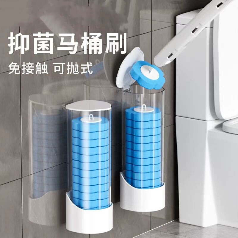 Disposable Toilet Brush Set with Fragrance, Household Toilet Brush, Wall-Mounted, No-Wash Cleaning Tool, Disposable Sponge Brush Head Disposable Toilet Brush Set with Fragrance, Household Toilet Brush, Wall-Mounted, No-Wash Cleaning Tool, Disposable Sponge Brush Head