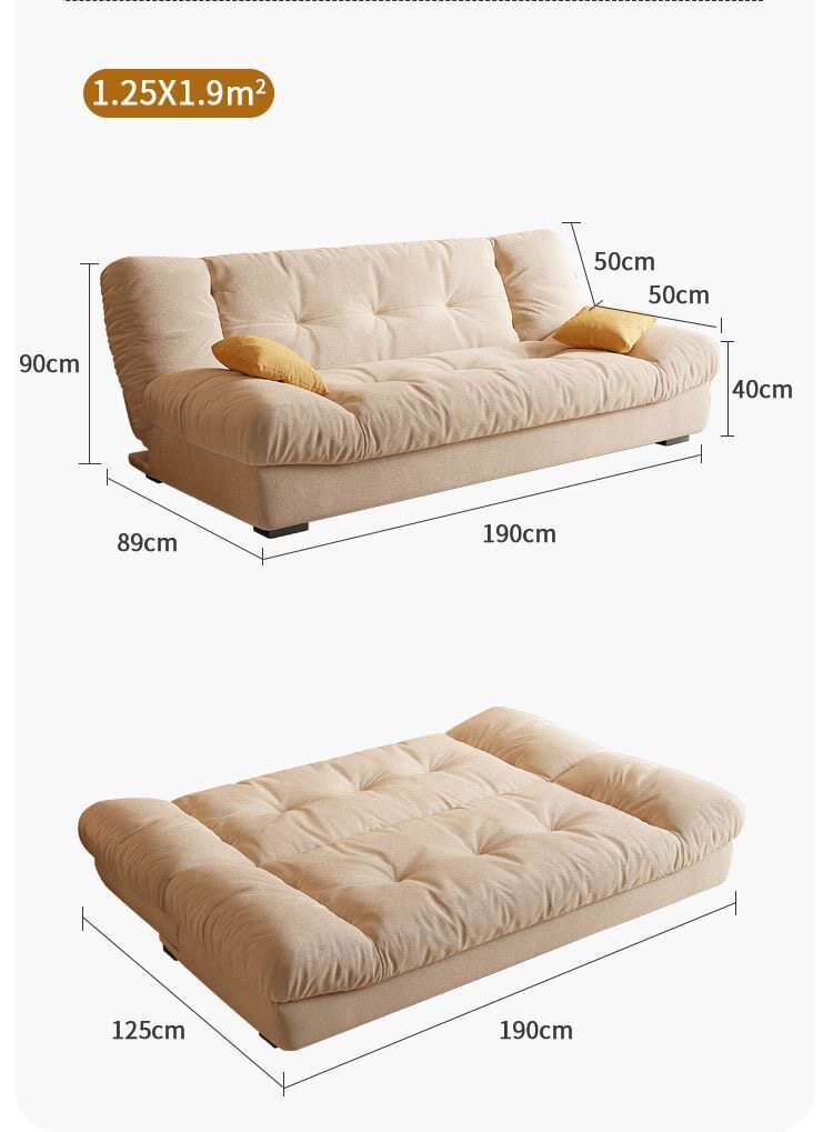 Диван для гостиной, универсальная складная кремовая ткань для двоих, облако 
