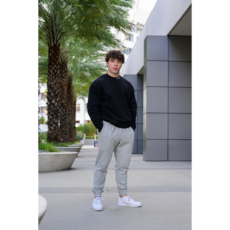 American Single Youngla Men's and Women's Drawstring Jogging Signature Embroidered Casual Pants Gray Tie-Leg Terry Pants American Single Youngla Men's and Women's Drawstring Jogging Signature Embroidered Casual Pants Gray Tie-Leg Terry Pants