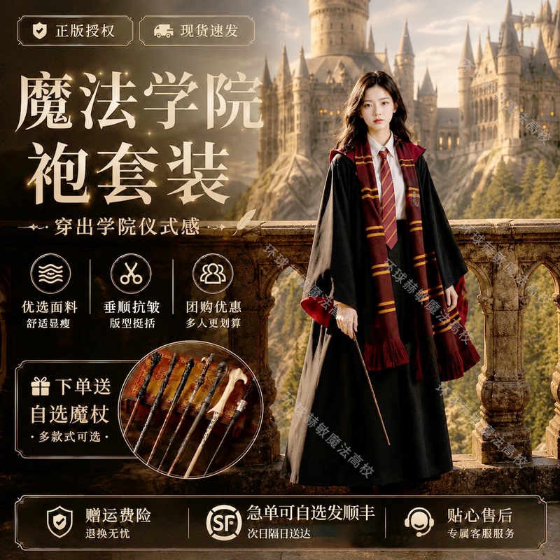 Harry Potter Academy Robe Universal Studios Children's Magic Robe Authentic Robe Hogwarts School Uniform Summer Thin