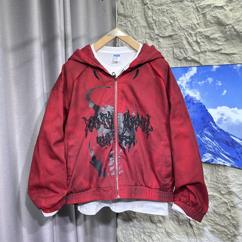 Autumn Hooded American Retro Washed Vintage Heavy Denim Jacket for Men, Loose Casual Ins-Style Jacket Top for Men